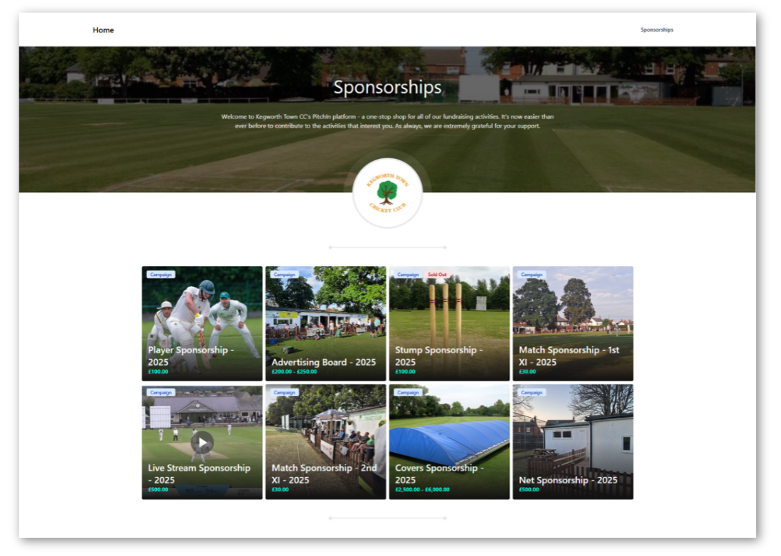 Set up your club page - Website screenshot - shadow